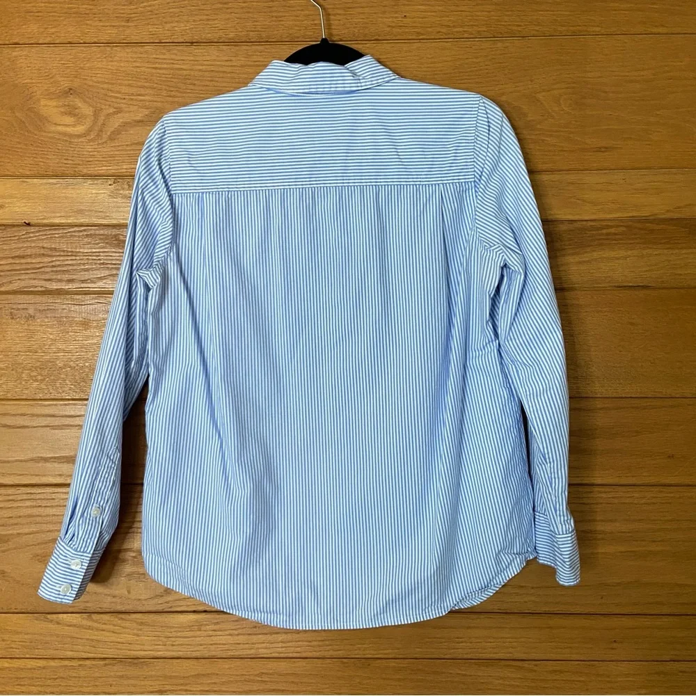 Draper James blue striped dragonfly blue and white button up top - Picture 3 of 5